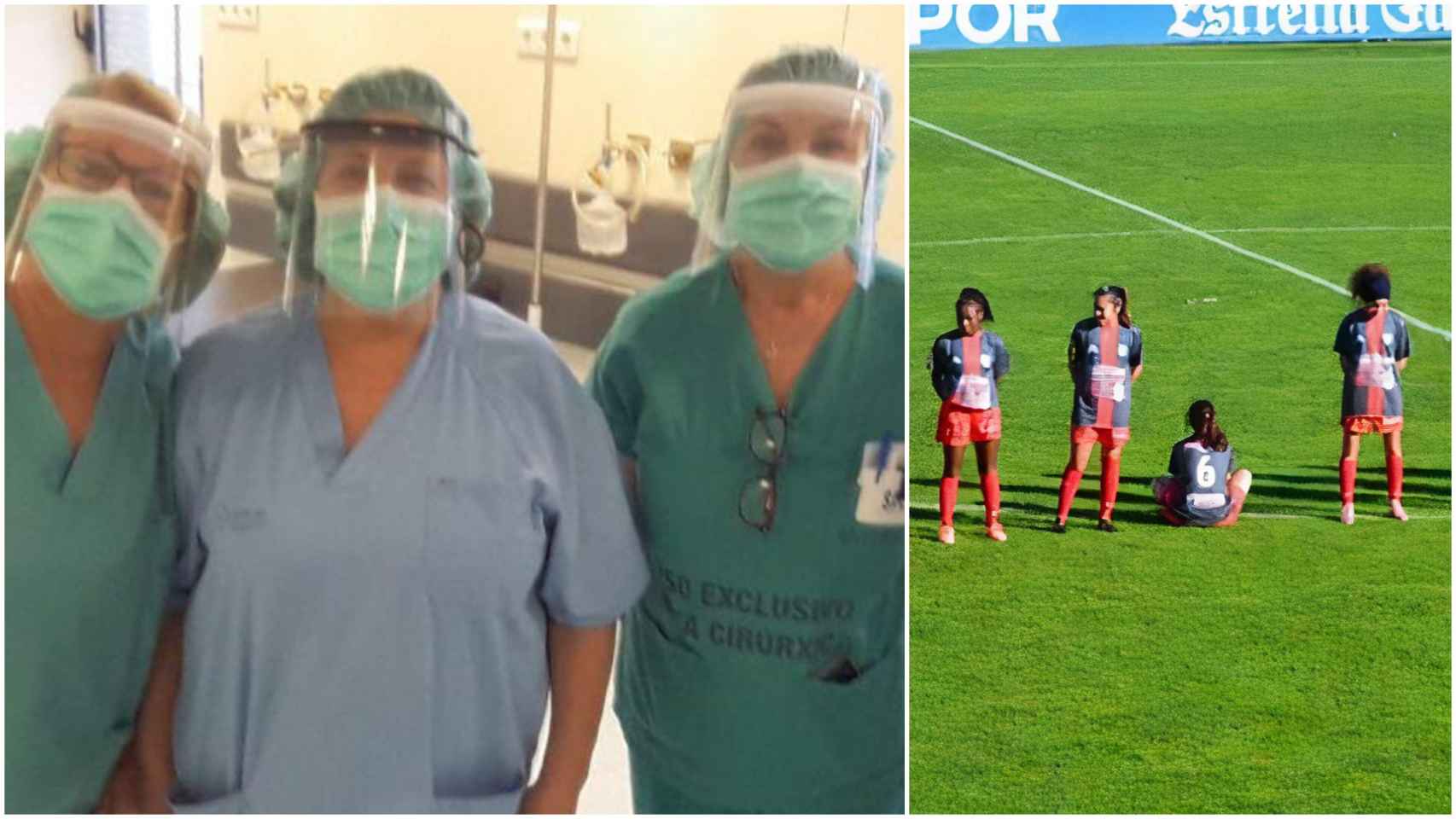 Enfermeras del Hospital Provincial de Pontevedra / Paula Dapena en su protesta contra los homenajes a Maradona
