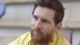 Leo Messi aguantando las lágrimas en el documental de BarçaTV