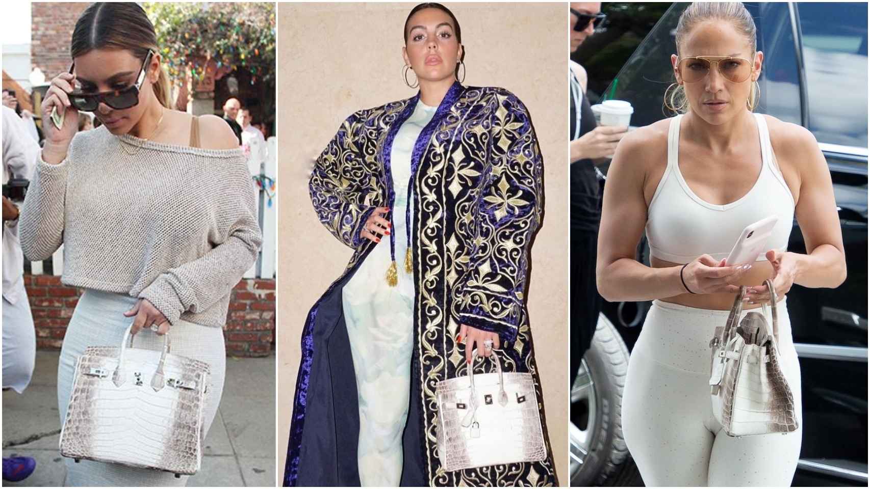 Kim Kardashian, Georgina Rodríguez y Jennifer Lopez con el bolso más caro del mundo.