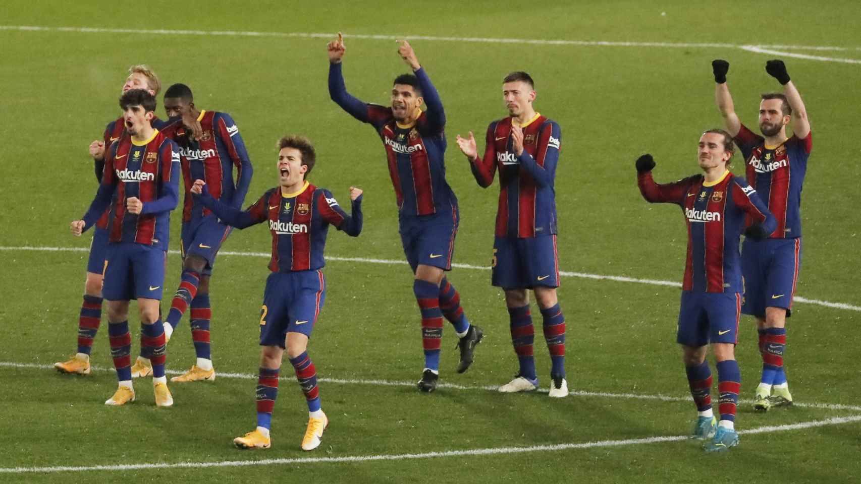 Reacción de los jugadores del Barcelona en la tanda de penaltis