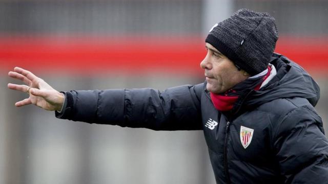 Marcelino García Toral, en un entrenamiento del Athletic