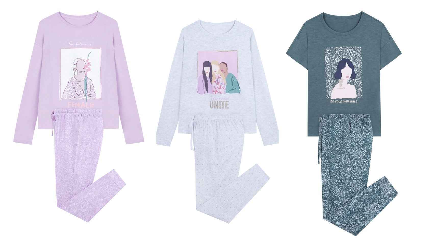 Women'secret ha diseñado estos pijamas con mensajes empoderados con ilustraciones de féminas.