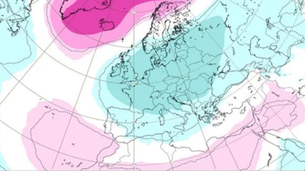 Mapa de anomalías atmosféricas sobre Europa. Meteored.