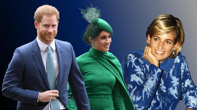 Harry y Meghan, junto a Diana de Gales, en un fotomontaje de JALEOS.