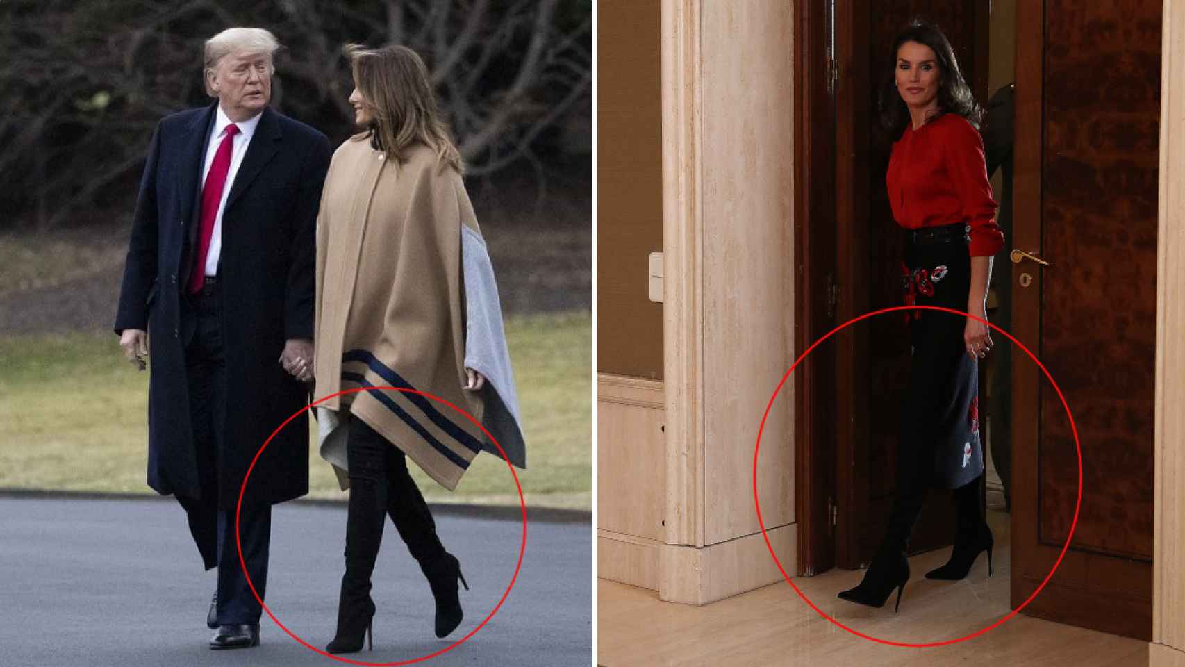 Melania Trump lució una botas de tacón aguja semanas después que las llevara Letizia.
