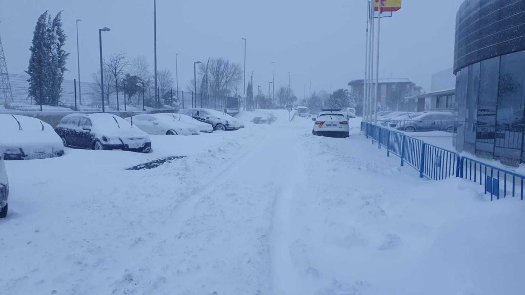 Comisaría de Policía de Majadahonda, durante la borrasca Filomena.