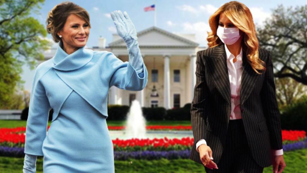 Melania Trump, cuando llegó a la Casa Blanca y en uno de sus últimos actos de la legislatura.