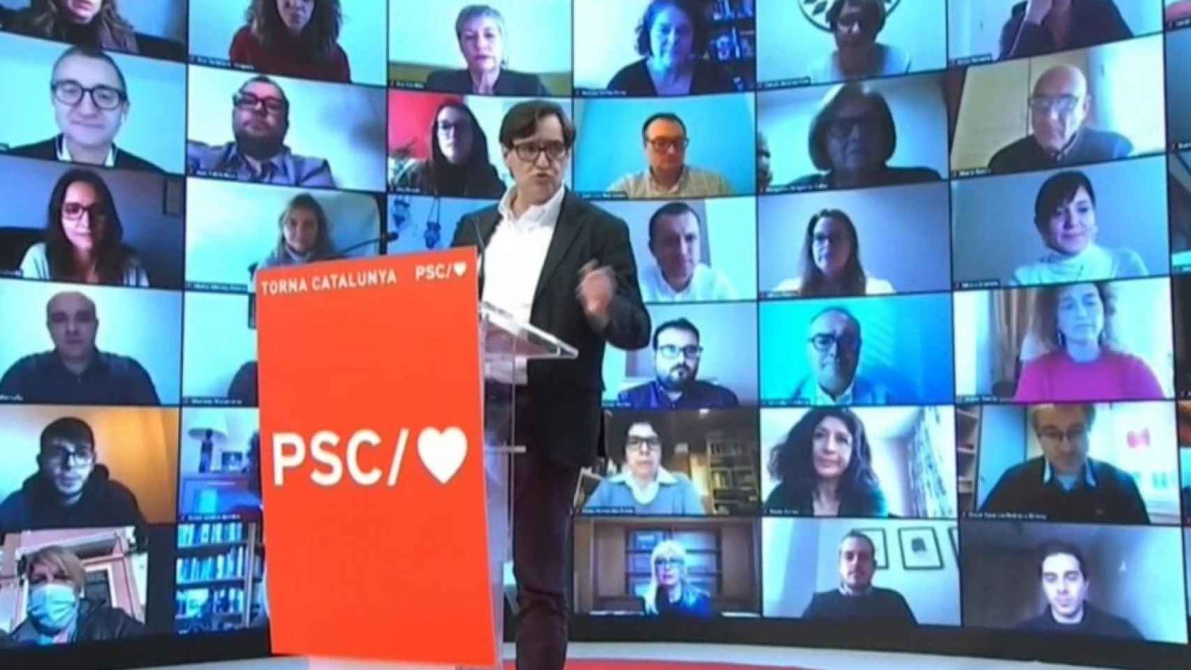 Salvador Illa durante un reciente acto electoral del PSC para las elecciones autonómicas catalanas.