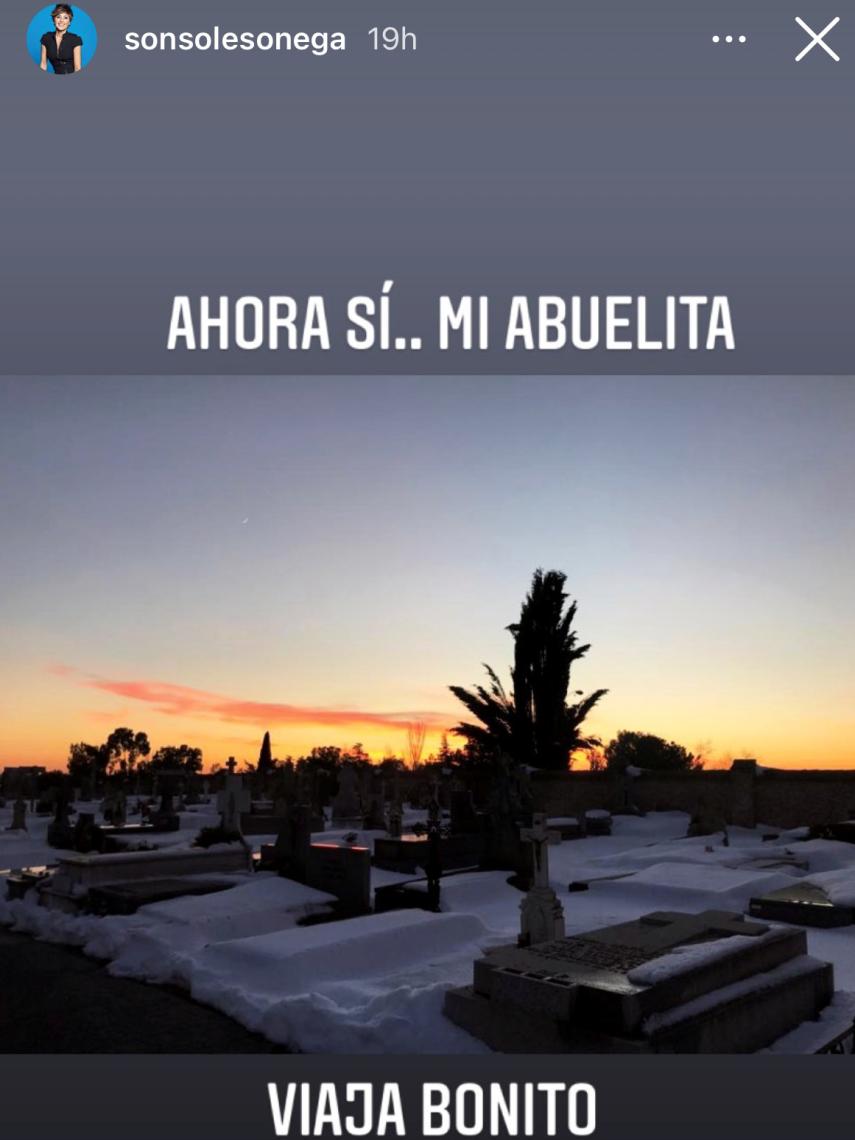 El mensaje que ha dedicado Sonsoles Ónega a su abuela, en sus 'stories' de Instagram.