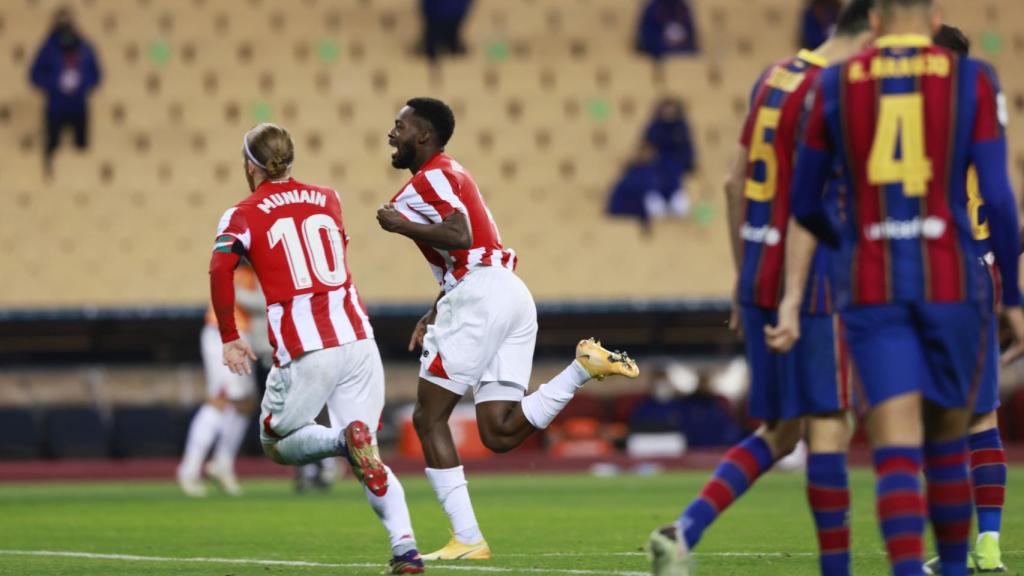 Iñaki Williams celebra su gol al Barcelona en la prórroga de la final de la Supercopa de España