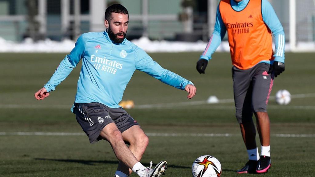 Carvajal y Casemiro, en el entrenamiento del Real Madrid