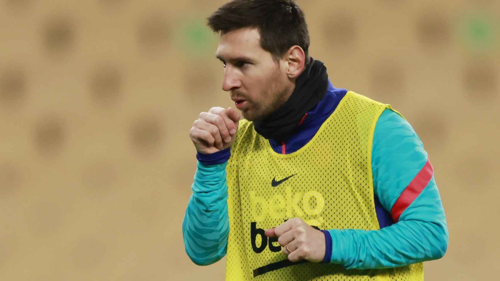 Leo Messi, antes del Barcelona - Athletic de la Supercopa de España