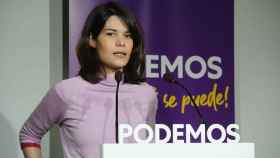 Isa Serra, portavoz de Podemos, en rueda de prensa.