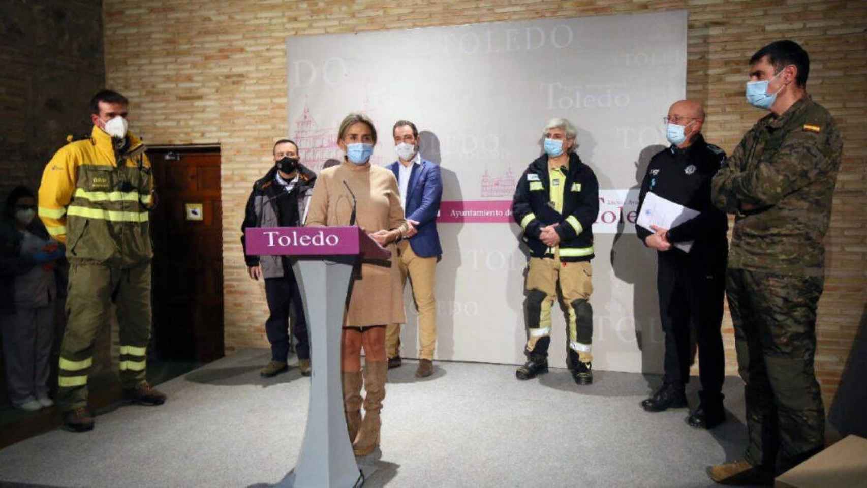 La alcaldesa de Toledo, Milagros Tolón, este lunes en rueda de prensa para hacer balance del temporal en la capital