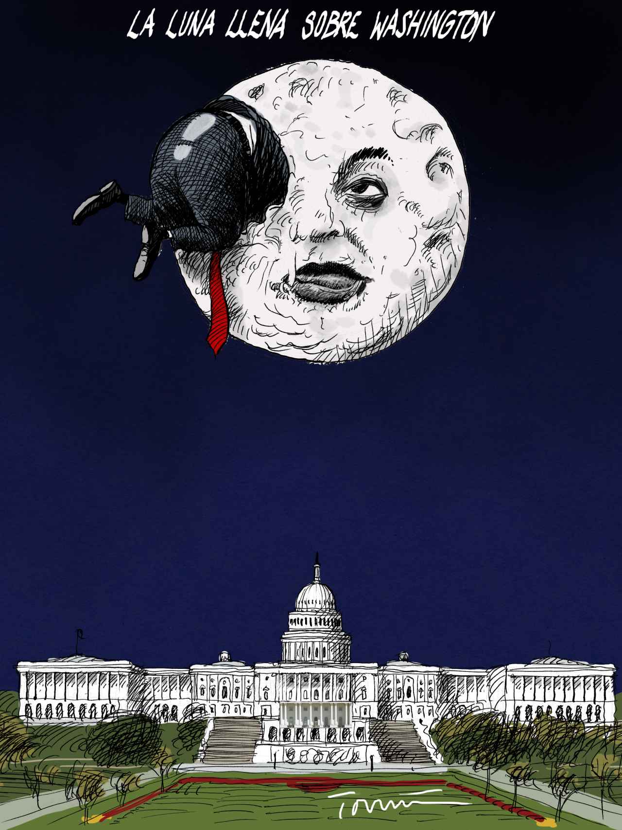 La luna llena sobre Washington