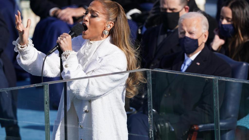 Jennifer Lopez durante su actuación en la toma de posesión de Joe Biden.