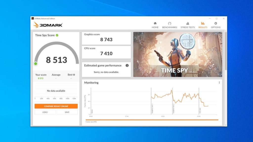 Prueba de 3DMark en el Intel NUC 9