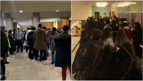 Diferentes aglomeraciones antes de entrar a los exámenes en facultades de la Universidade de A Coruña