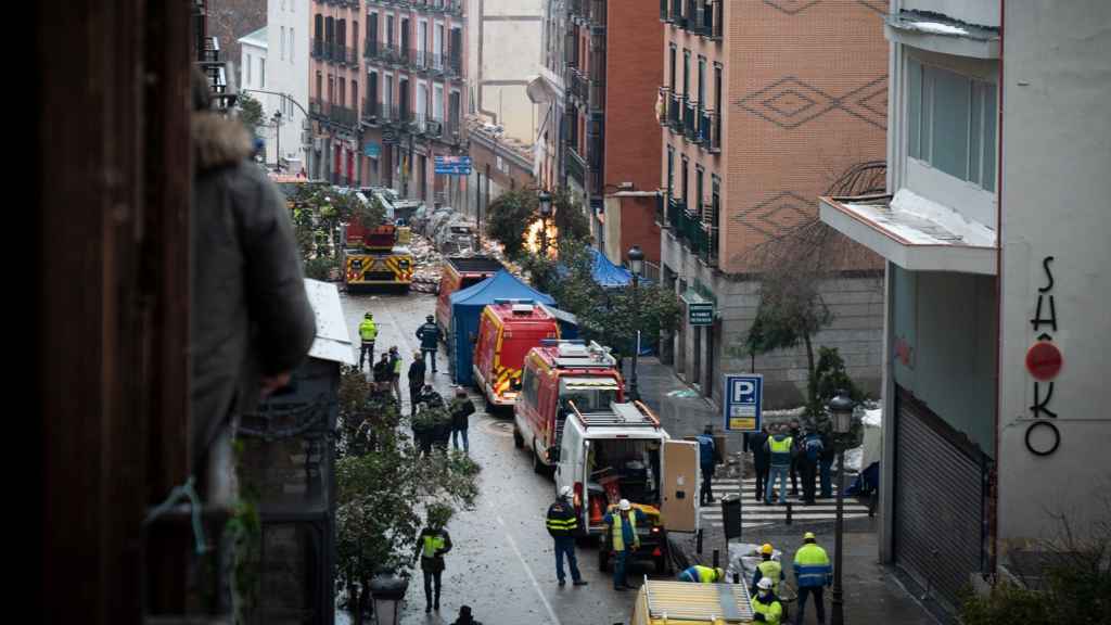 La calle Toledo de Madrid, tras la explosión.