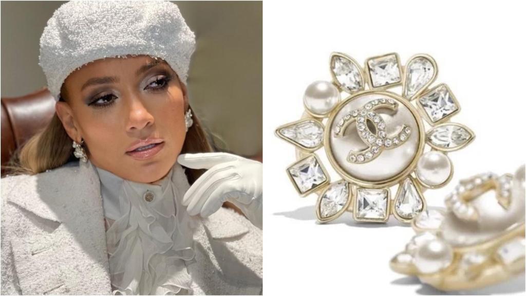 Jennifer Lopez con pendientes de Chanel.