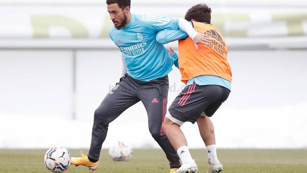 Hazard en el entrenamiento del Real Madrid