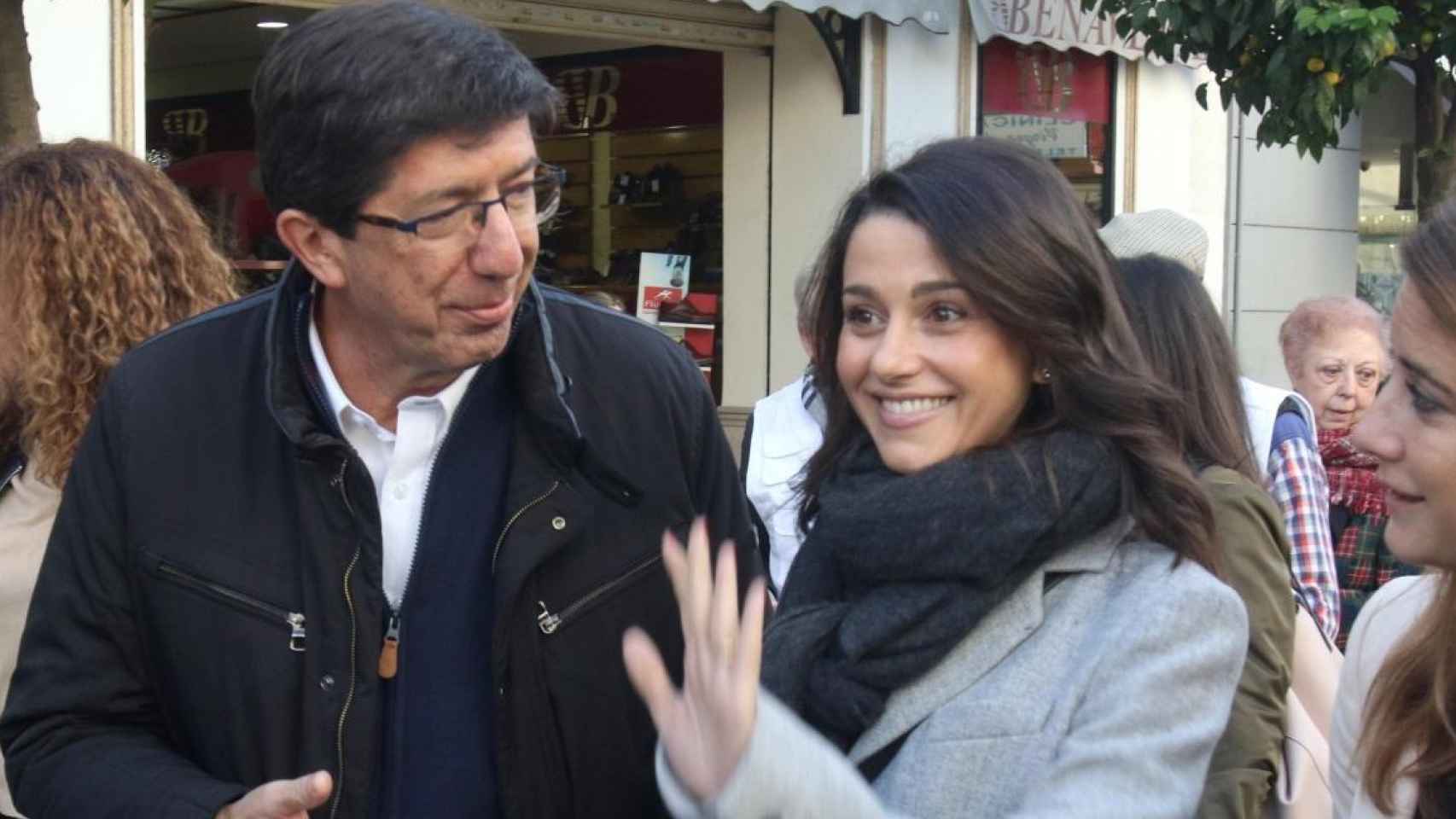 Inés Arrimadas y Juan Marín, en un acto de campaña.