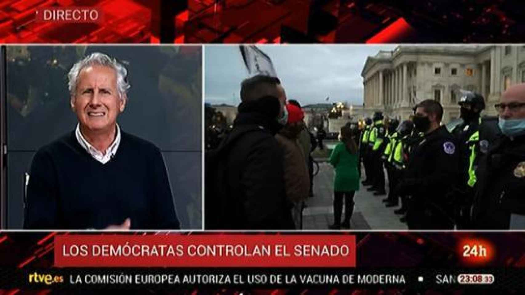 TVE relegó la información sobre el asalto al Capitolio al Canal 24 horas.