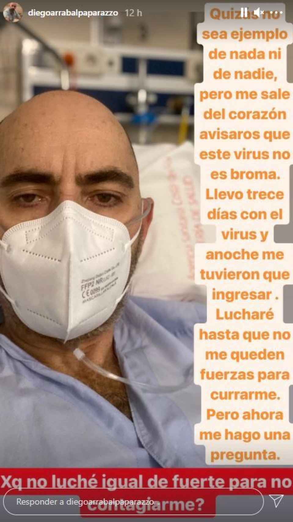 La imagen de Diego en el hospital.