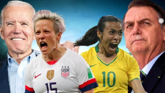 Joe Biden, Megan Rapinoe, Marta Vieira y Bolsonaro