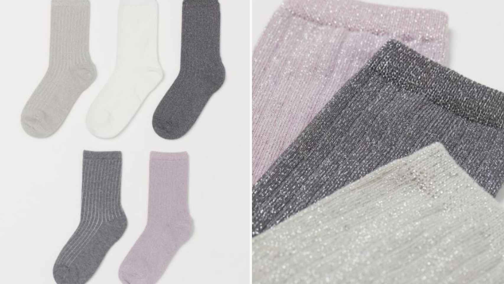 Pack de cinco calcetines brillantes de H&M.