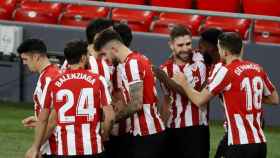 Los jugadores del Athletic celebran un gol al Getafe en La Liga