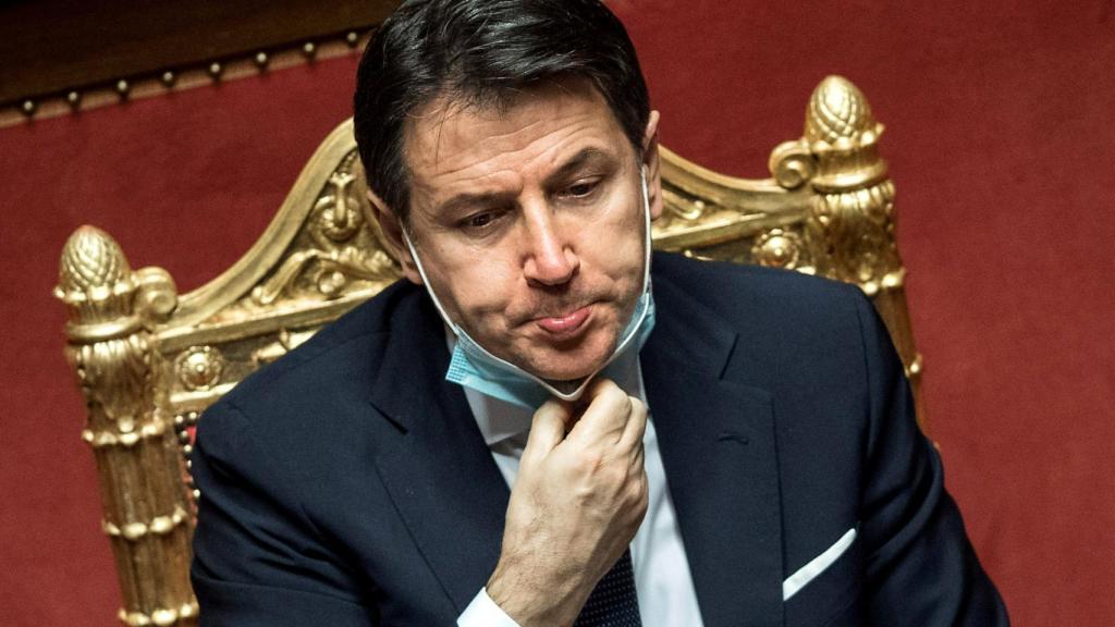 El primer ministro taliano, Giuseppe Conte, durante un debate en el Senado en Roma.