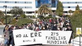 Protesta en el campus de Villaviciosa de Odón (Madrid) de la Universidad Europea