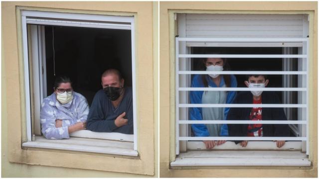 Consuelo y Francisco, un matrimonio confinado de La Línea de la Concepción, en Cádiz, junto a sus hijos.