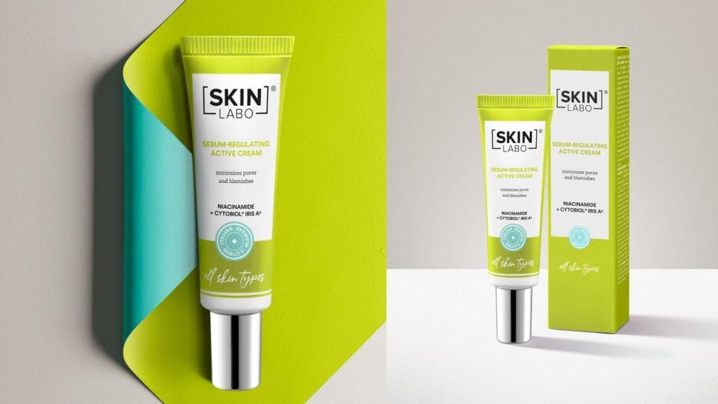 La pre-base de Skin Labo ayuda a reducir el brillo de la piel, controlando la producción de sebo.