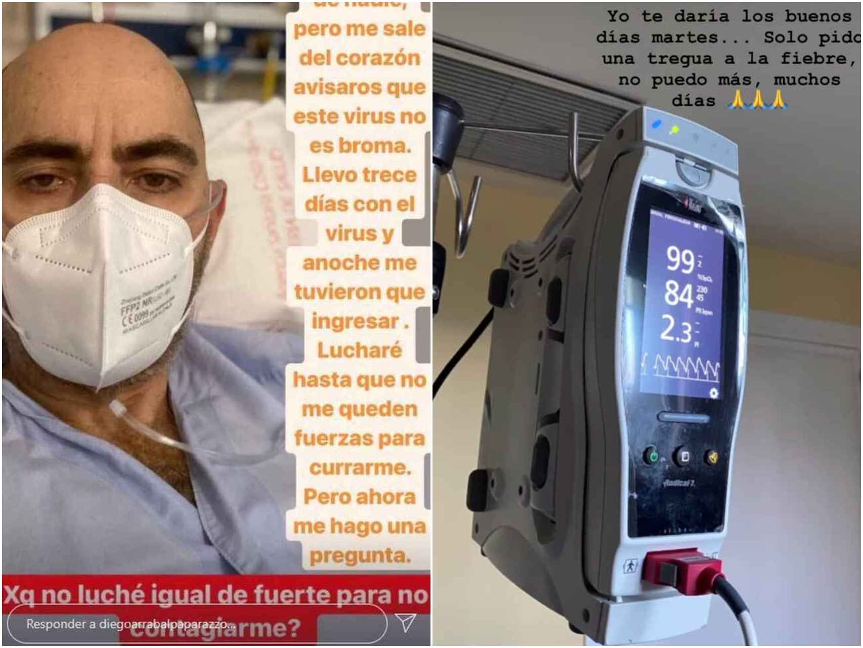 Dos momentos de Diego Arrabal en el hospital en montaje de JALEOS.