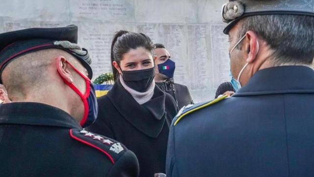 Chiara Appendino durante un acto en recuerdo del Holocausto