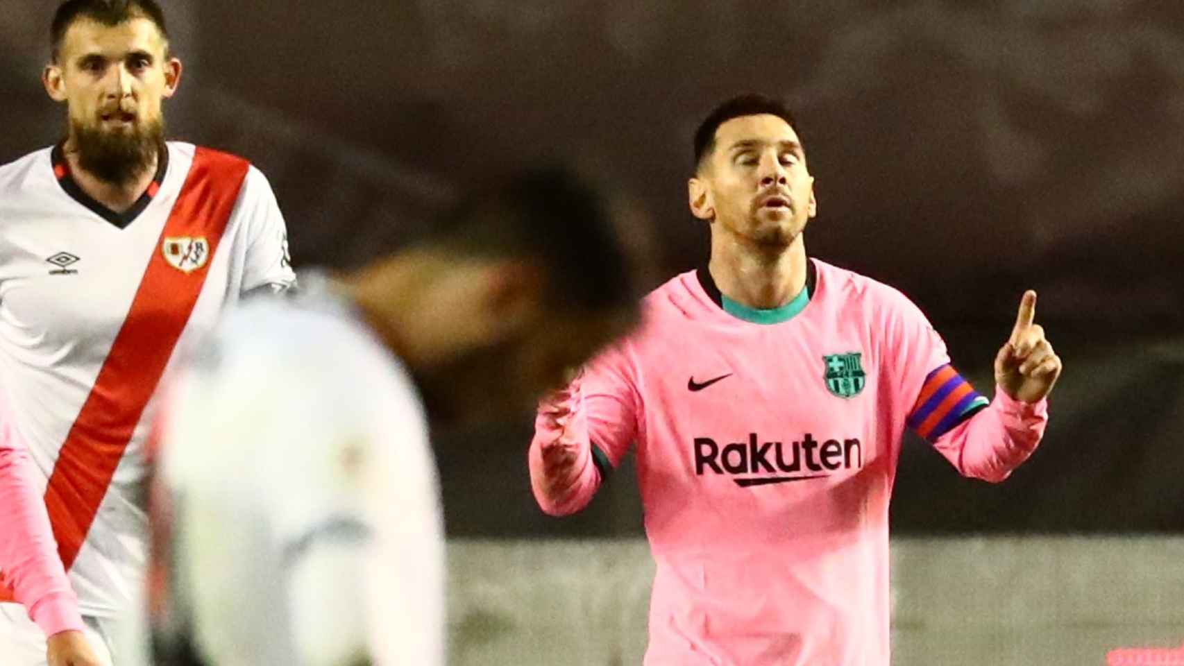 Leo Messi celebra su gol al Rayo Vallecano en la Copa del Rey