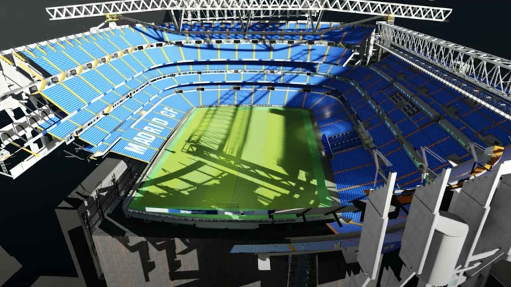 Recreación del césped retráctil del Santiago Bernabéu