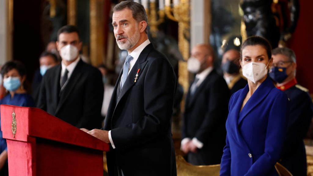 El rey Felipe VI este jueves en la recepción al cuerpo diplomático en el Palacio Real.