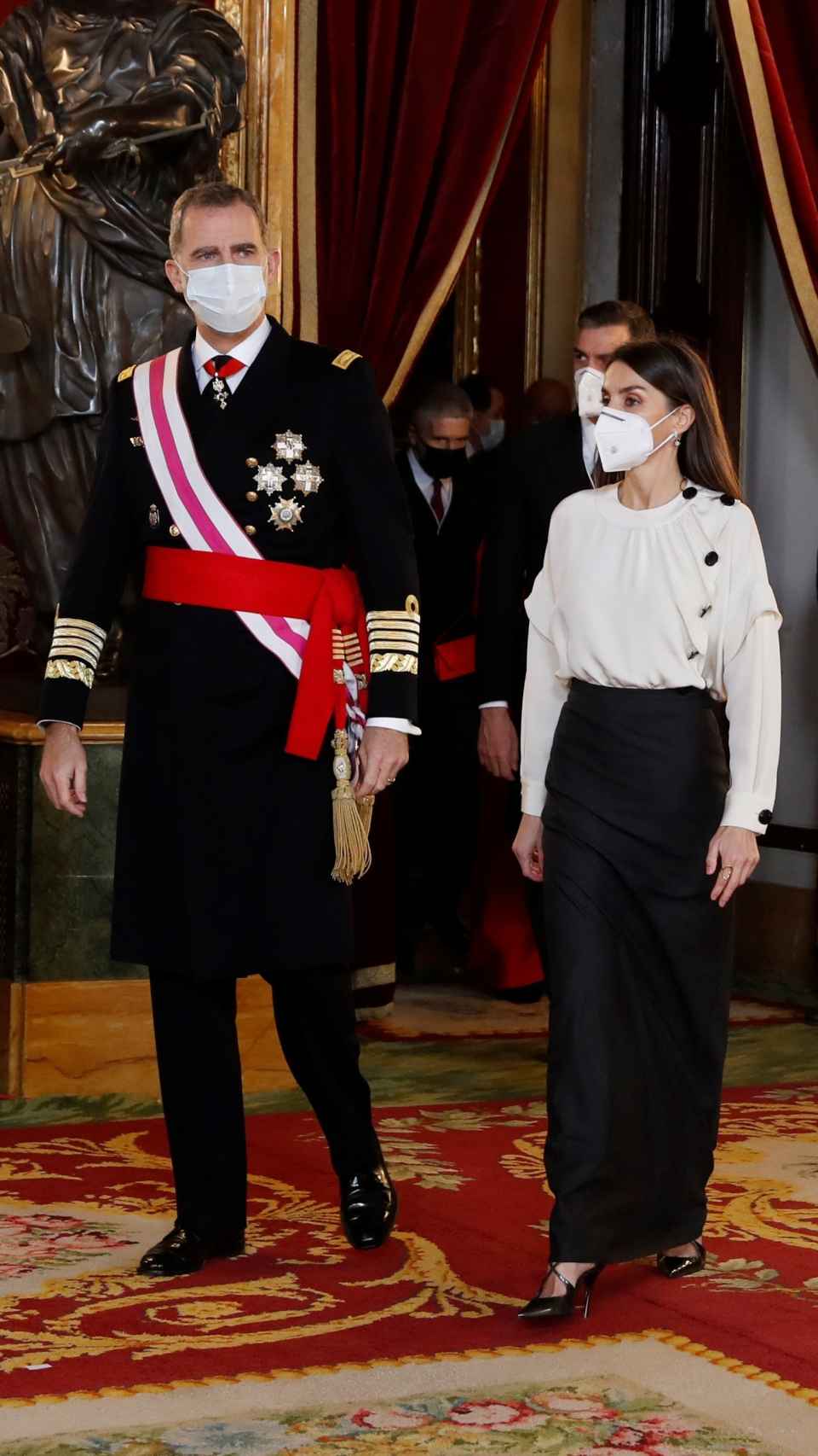 Los reyes Felipe VI y Letizia presidiendo la Pascua Militar en el Palacio Real el pasado 6 de enero.