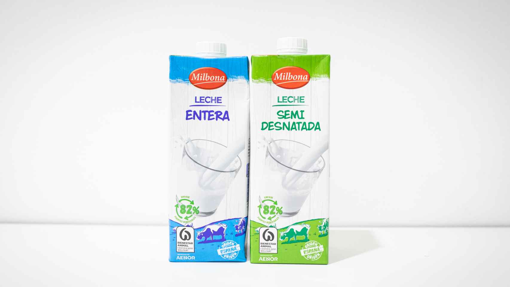Dos productos lácteos de Milbona, una marca propia de Lidl.