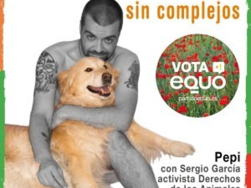 Cartel de Equo con Sergio desnudo