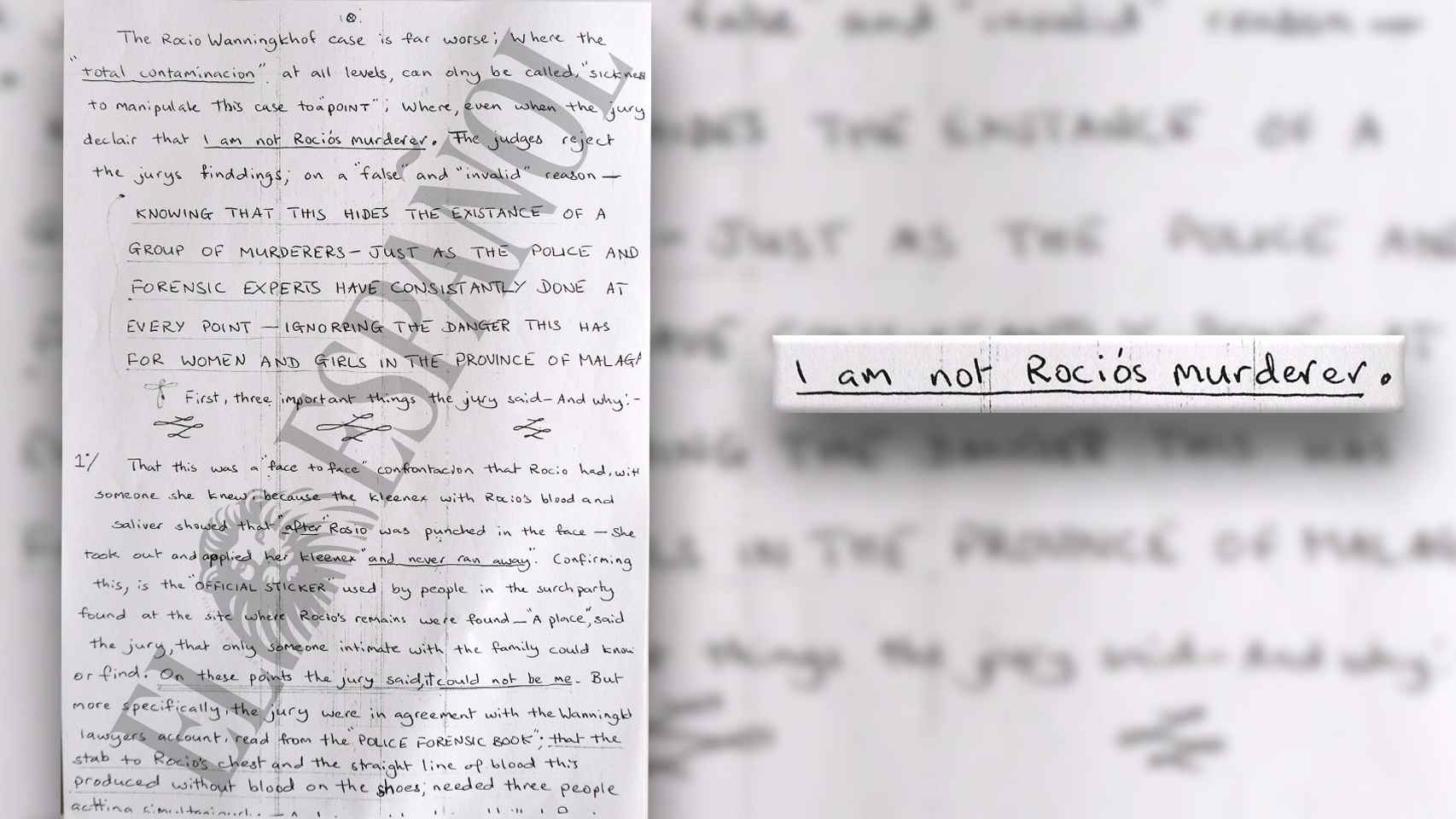 Extracto de la carta de Tony King en la que rechaza ser el autor de la muerte de Rocío.