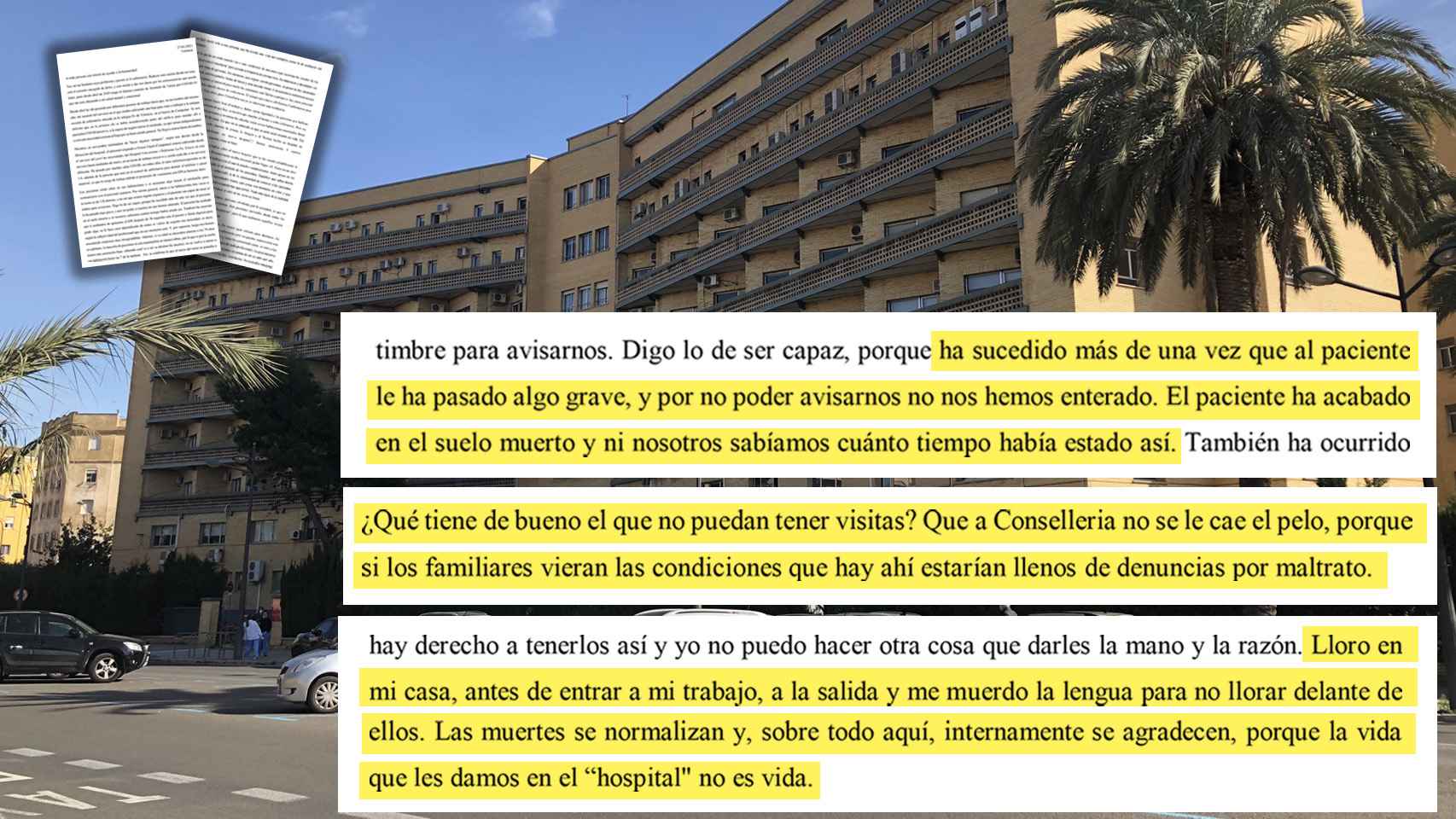 Extracto de la carta de la enfermera que denuncia el drama del viejo hospital La Fe. El Español