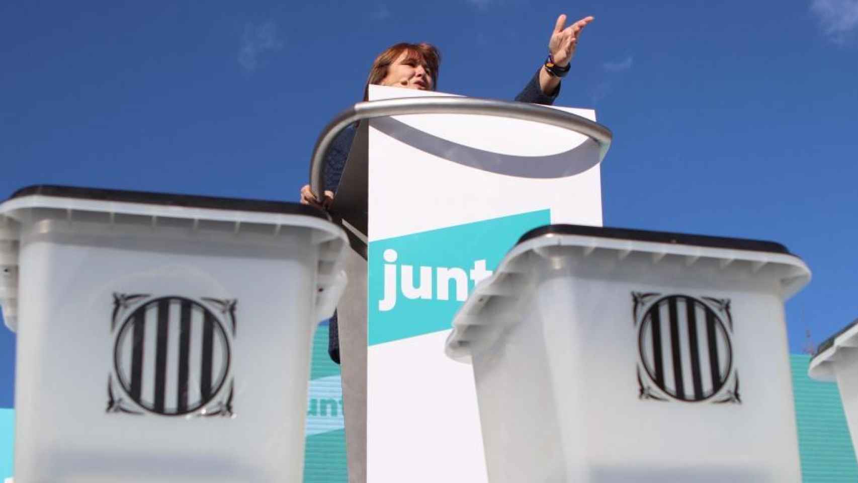Laura Borràs, candidata de JxCat, en un acto electoral.
