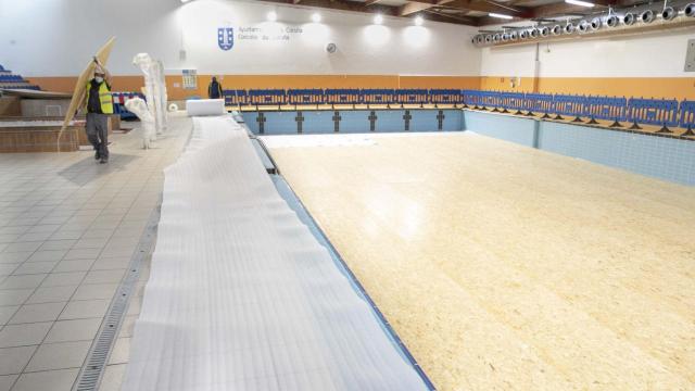 Obras en la piscina de Riazor