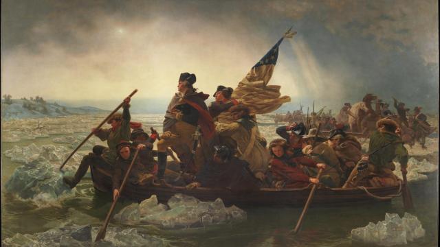 George Washington cruzando el río Delaware.