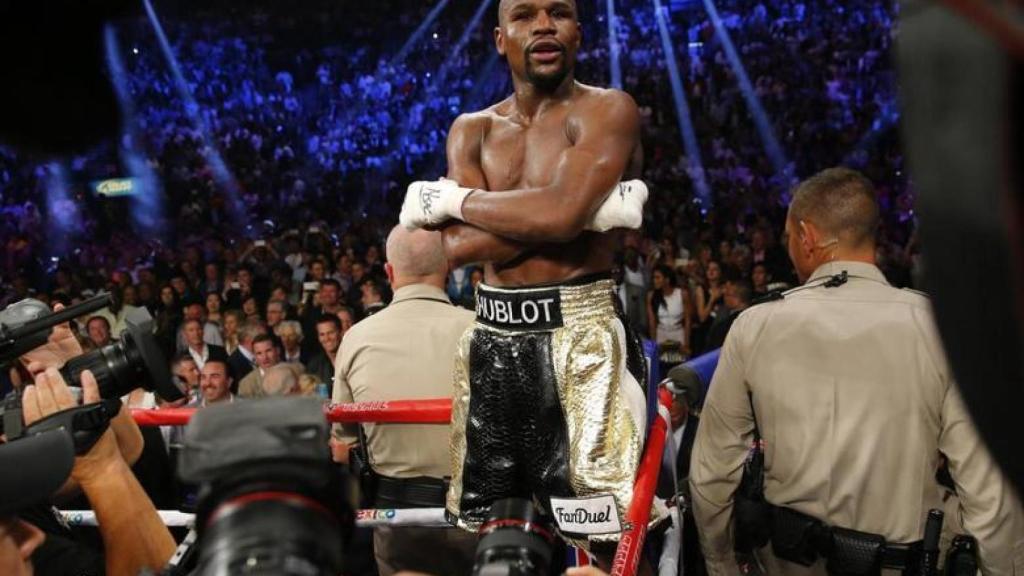 Floyd Mayweather, en el momento de su victoria ante Manny Pacquiao en 2015