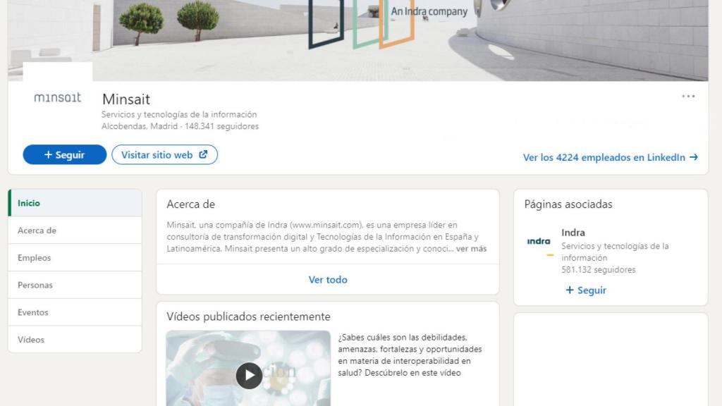 Perfil de Minsait en LinkedIn